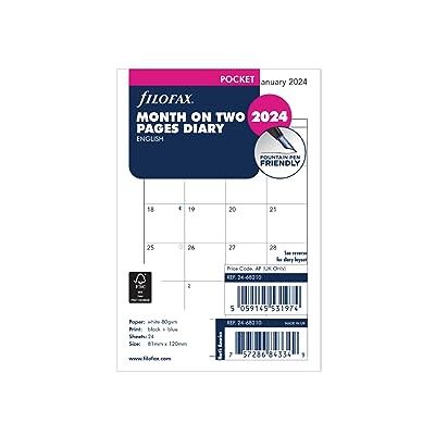 Filofax Taschenkalender 2024, Monat auf zwei Seiten, Englisch, weiß Filofax Taschenkalender 2024, Monat auf zwei Seiten, Englisch, weiß