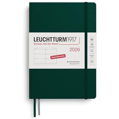 LEUCHTTURM1917 372530 Wochenkalender Medium (A5) 2026, 12 Monate, Forest Green, Deutsch LEUCHTTURM1917 372530 Wochenkalender Medium (A5) 2026, 12 Monate, Forest Green, Deutsch