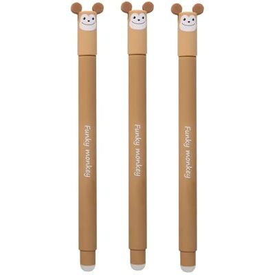 Eberhard Faber 599035 Tintenroller radierbar Affe, 3 Animal Erase it Stifte, Gelschreiber blau 0,7 mm Eberhard Faber 599035 Tintenroller radierbar Affe, 3 Animal Erase it Stifte, Gelschreiber blau 0,7 mm