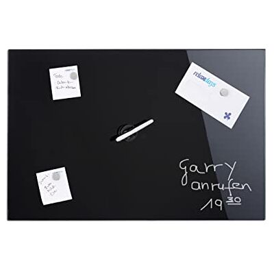 Relaxdays Magnettafel, beschreibbar, inkl. 3 Magnete & Stift, abwischbar, Rahmenlos, Magnetboard Glas, 80x50 cm, schwarz Relaxdays Magnettafel, beschreibbar, inkl. 3 Magnete & Stift, abwischbar, Rahmenlos, Magnetboard Glas, 80x50 cm, schwarz