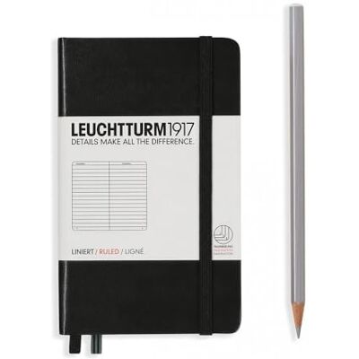 LEUCHTTURM1917 334821 Notizbuch Pocket (A6), Hardcover, liniert, schwarz LEUCHTTURM1917 334821 Notizbuch Pocket (A6), Hardcover, liniert, schwarz