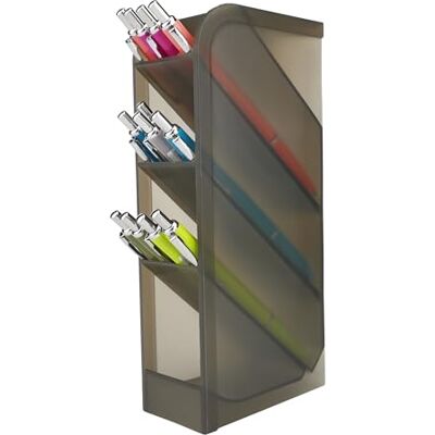 D.RECT Schreibtisch-Organizer, Stift-Regal für Büro, Schule, Heimbedarf, durchscheinend, rauchfarben, 4 Fächer, 4-teilig Pen Holder D.RECT Schreibtisch-Organizer, Stift-Regal für Büro, Schule, Heimbedarf, durchscheinend, rauchfarben, 4 Fächer, 4-teilig Pen Holder
