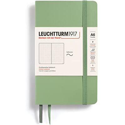 LEUCHTTURM1917 363952 Notizbuch Pocket (A6), Softcover, 123 nummerierte Seiten, Salbei, Dotted LEUCHTTURM1917 363952 Notizbuch Pocket (A6), Softcover, 123 nummerierte Seiten, Salbei, Dotted