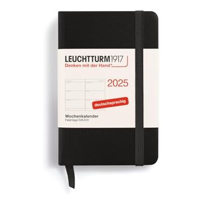 LEUCHTTURM1917 370557 Wochenkalender Mini (A7) 2025, Schwarz, Deutsch LEUCHTTURM1917 370557 Wochenkalender Mini (A7) 2025, Schwarz, Deutsch