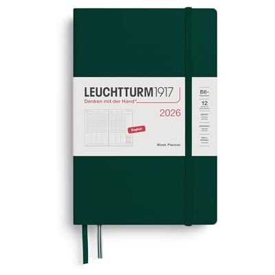 LEUCHTTURM1917 372769 Wochenplaner Paperback (B6+) 2026, Forest Green, Englisch LEUCHTTURM1917 372769 Wochenplaner Paperback (B6+) 2026, Forest Green, Englisch