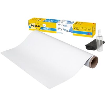 Post-it Easy Erase Whiteboard-Oberfläche, 1 Rolle, 121,9 cm x 242 cm Whiteboard-Folie für Brainstorming und Planung; Haftet Sicher und Lässt Sich Sauber Entfernen Post-it Easy Erase Whiteboard-Oberfläche, 1 Rolle, 121,9 cm x 242 cm Whiteboard-Folie für Brainstorming und Planung; Haftet Sicher und Lässt Sich Sauber Entfernen