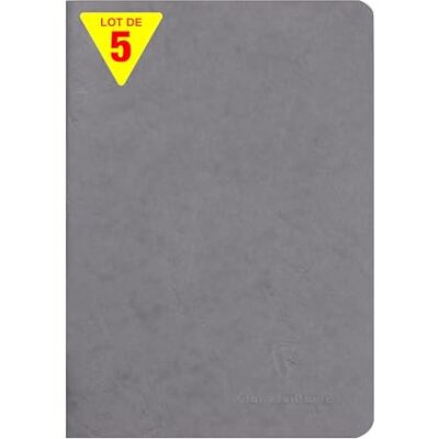 Clairefontaine 733165Cpack Packung 5 Heft Notizbuch geheftet, Age Bag, DIN A5 14,8x21 cm, 48 Blatt, liniert, 90g, Grau, 1 Pack Clairefontaine 733165Cpack Packung 5 Heft Notizbuch geheftet, Age Bag, DIN A5 14,8x21 cm, 48 Blatt, liniert, 90g, Grau, 1 Pack