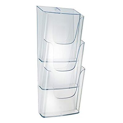 Sigel Wand Prospekthalter DIN A4 Acryl 3 Fächer transparent LH135, Mehrstufige Präsentation mit 3 Fächern für Broschüren und Flyer Sigel Wand Prospekthalter DIN A4 Acryl 3 Fächer transparent LH135, Mehrstufige Präsentation mit 3 Fächern für Broschüren und Flyer