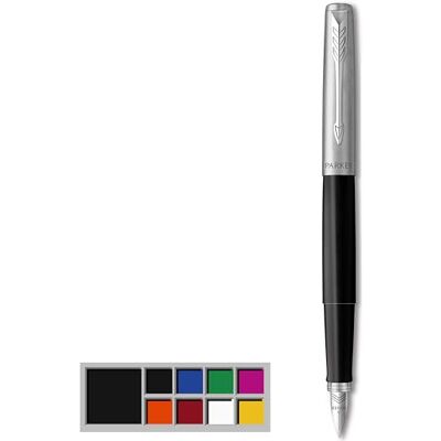 Parker Jotter Originals Füller , Klassisches Schwarz , Füllfederhalter mit mittlerer Feder , blaue Tinte Parker Jotter Originals Füller , Klassisches Schwarz , Füllfederhalter mit mittlerer Feder , blaue Tinte