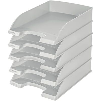 Leitz Briefkorb Standard A4, 5er Pack, Briefablage, Grau Leitz Briefkorb Standard A4, 5er Pack, Briefablage, Grau