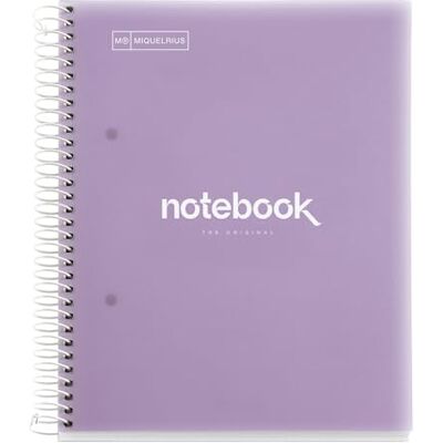 Miquelrius Notizbuch A5 Notebook Emotions, 120 Blatt 90 g/m², Horizontale Streifen 7 mm, 5 Farbige Streifen, Mikroperforierte Spirale, Polypropyleneinband, Lavendel Miquelrius Notizbuch A5 Notebook Emotions, 120 Blatt 90 g/m², Horizontale Streifen 7 mm, 5 Farbige Streifen, Mikroperforierte Spirale, Polypropyleneinband, Lavendel