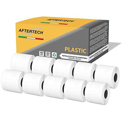 AFTERTECH 10 x 99014P 54 x 101 mm Rollen wasserdichte Kunststoff-Etiketten, kompatibel (220 Etiketten/Rolle = 2200 insgesamt) für Dymo LabelWriter 10 x 99014PLA AFTERTECH 10 x 99014P 54 x 101 mm Rollen wasserdichte Kunststoff-Etiketten, kompatibel (220 Etiketten/Rolle = 2200 insgesamt) für Dymo LabelWriter 10 x 99014PLA