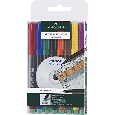 Faber-Castell Marker Multimark Permanent M, 8 Farben Permanente Tinte für Folien, CDs, Glas, Kunststoff und Metall Faber-Castell Marker Multimark Permanent M, 8 Farben Permanente Tinte für Folien, CDs, Glas, Kunststoff und Metall