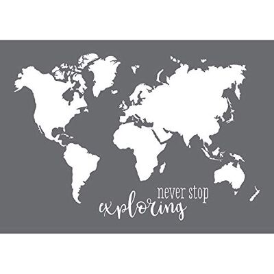 Rayher 45106000 Schablone World map, Format DIN A3, mit Rakel, Siebdruck-Schablone, Malschablone, selbstklebend, Grau Rayher 45106000 Schablone World map, Format DIN A3, mit Rakel, Siebdruck-Schablone, Malschablone, selbstklebend, Grau