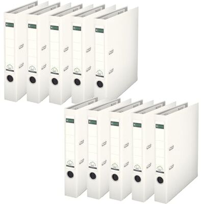 Leitz Qualitäts-Ordner 180° Plastik, 10er Pack, das Original, DIN A4 Aktenordner 5 cm schmal, 90% Recycling-Karton, 30% Pre-Consumer Recycling-Kunststoff, Mit 180° Mechanik, 350 Blatt, Weiß, 10151001 Leitz Qualitäts-Ordner 180° Plastik, 10er Pack, das Original, DIN A4 Aktenordner 5 cm schmal, 90% Recycling-Karton, 30% Pre-Consumer Recycling-Kunststoff, Mit 180° Mechanik, 350 Blatt, Weiß, 10151001