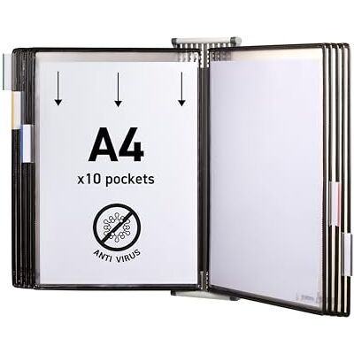 Djois , 414507 – Antimikrob. Wandsystem A4, PVC, 10 Sichttafeln, Schwarz Sterifold PVC mit Silberionen, Wandmontage, für Gesundheitswesen, Labor, HORECA und Empfang Djois , 414507 – Antimikrob. Wandsystem A4, PVC, 10 Sichttafeln, Schwarz Sterifold PVC mit Silberionen, Wandmontage, für Gesundheitswesen, Labor, HORECA und Empfang