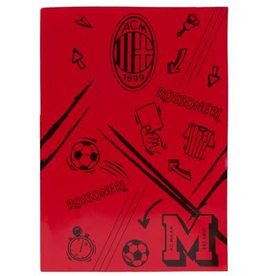 A.C. Milan Set mit 3 linierten Notizbüchern, 0,5 cm, Format A4, für Grund- und Mittel, offizielles Produkt, Rot A.C. Milan Set mit 3 linierten Notizbüchern, 0,5 cm, Format A4, für Grund- und Mittel, offizielles Produkt, Rot