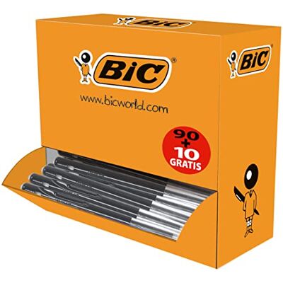 BIC M10 Druckkugelschreiber 0,4 mm Schwarz – Seitlicher Druckmechanismus, Mit Clip, Schreibt auf Fettpapier, 100 Stück BIC M10 Druckkugelschreiber 0,4 mm Schwarz – Seitlicher Druckmechanismus, Mit Clip, Schreibt auf Fettpapier, 100 Stück