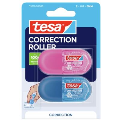 tesa CORRECTION ROLLER Mini Korrekturroller 2 x 6 m x 5 mm Kompaktes Korrekturband sofort überschreibbar ideal für Schule, Büro und unterwegs präzise Korrekturen tesa CORRECTION ROLLER Mini Korrekturroller 2 x 6 m x 5 mm Kompaktes Korrekturband sofort überschreibbar ideal für Schule, Büro und unterwegs präzise Korrekturen