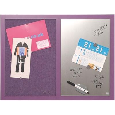 Bi-Office Kombitafel Lavander, Pinnwand und Whiteboard, Violett Textiloberfläche und Silber Magnetisch, Lila MDF Rahmen 22 mm dicker, 60 x 45 cm Bi-Office Kombitafel Lavander, Pinnwand und Whiteboard, Violett Textiloberfläche und Silber Magnetisch, Lila MDF Rahmen 22 mm dicker, 60 x 45 cm