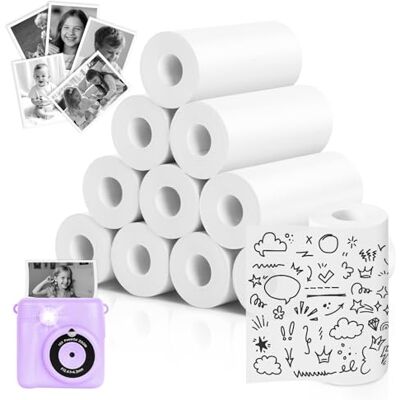 elzle 10 Rollen Thermopapier Kinderkamera, Thermopapier für Kinder Sofortbildkamera, Thermodrucker papier weiß, Thermopapiers für Scrapbooking, Fotos, Notizen, Etiketten(57mm x 25mm) elzle 10 Rollen Thermopapier Kinderkamera, Thermopapier für Kinder Sofortbildkamera, Thermodrucker papier weiß, Thermopapiers für Scrapbooking, Fotos, Notizen, Etiketten(57mm x 25mm)