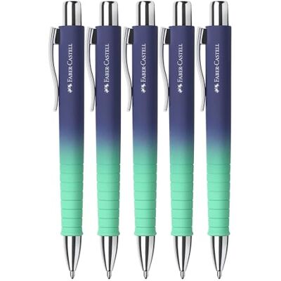 Faber-Castell 205338 Kugelschreiber Poly Ball Bluzzing Blue, 5 Stück, mit auswechselbarer XB Mine, dokumentenecht Faber-Castell 205338 Kugelschreiber Poly Ball Bluzzing Blue, 5 Stück, mit auswechselbarer XB Mine, dokumentenecht