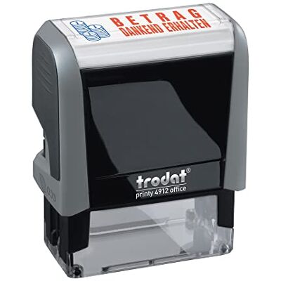 Trodat 4912 Office Printy 4.0 Textstempel Text: BETRAG DANKEND ERHALTEN Bürostempel, Abdruck 46x17 mm, Abdruck blau-rot, selbstfärbend, dokumentenecht Trodat 4912 Office Printy 4.0 Textstempel Text: BETRAG DANKEND ERHALTEN Bürostempel, Abdruck 46x17 mm, Abdruck blau-rot, selbstfärbend, dokumentenecht