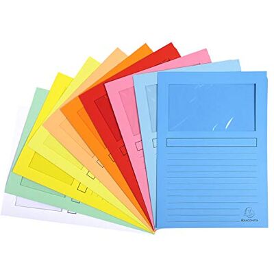 Exacompta 50450E 10er Pack Fenstermappen Super PEFC zertifiziert Karton 160g/m² praktisch und robust für DIN A4 farbig sortiert Dokumentenmappe Einschlagmappe Exacompta 50450E 10er Pack Fenstermappen Super PEFC zertifiziert Karton 160g/m² praktisch und robust für DIN A4 farbig sortiert Dokumentenmappe Einschlagmappe