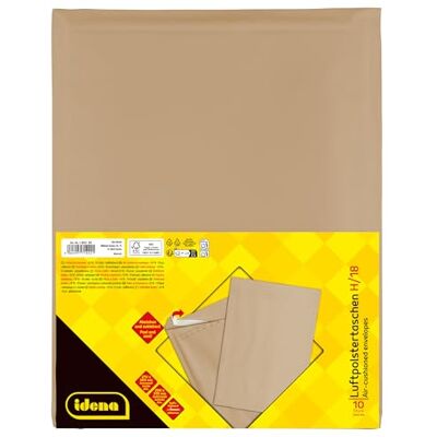 Idena 14053 Luftpolsterumschläge H/18, 10 Stück à 29 x 37 cm, Versandtaschen haftklebend, gepolsterte Briefumschläge aus FSC-Mix Papier in Braun Idena 14053 Luftpolsterumschläge H/18, 10 Stück à 29 x 37 cm, Versandtaschen haftklebend, gepolsterte Briefumschläge aus FSC-Mix Papier in Braun