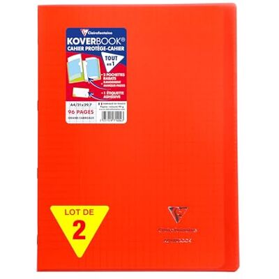 Clairefontaine 971404AMZC Lot de 2 Cahiers Agrafés Koverbook A4 21x29,7 cm 96 Pages Grands Carreaux Papier Blanc 90 g Couvertures Polypro rouge Clairefontaine 971404AMZC Lot de 2 Cahiers Agrafés Koverbook A4 21x29,7 cm 96 Pages Grands Carreaux Papier Blanc 90 g Couvertures Polypro rouge