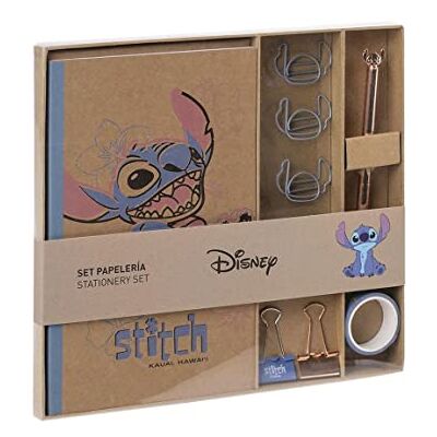 CERDÁ LIFE'S LITTLE MOMENTS Set Papeleria Stitch Incluye Cuaderno Kraft A5-21 x 13 cm Boligrafo Negro de Metal, Cinta Adhesiva, Clips con Forma y 2 Clips Metálicos CERDÁ LIFE'S LITTLE MOMENTS Set Papeleria Stitch Incluye Cuaderno Kraft A5-21 x 13 cm Boligrafo Negro de Metal, Cinta Adhesiva, Clips con Forma y 2 Clips Metálicos