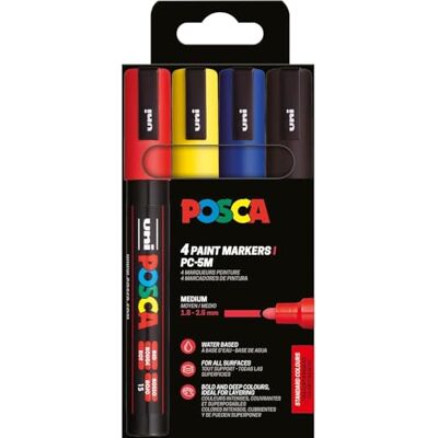 POSCA 182545 Marker Set, 4 Acrylstifte PC-5M, Permanent Marker 1,8 2,5 mm Rundspitze POSCA 182545 Marker Set, 4 Acrylstifte PC-5M, Permanent Marker 1,8 2,5 mm Rundspitze