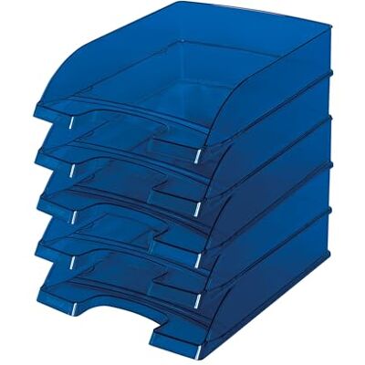 Leitz Briefkorb Standard A4, 5er Pack, Transparente Briefablage in Premium-Qualität, Stapelbare Ablagefächer als Schreibtisch-Organizer, Kombinierbar mit Plus-Serie, Blau, 52260039 Leitz Briefkorb Standard A4, 5er Pack, Transparente Briefablage in Premium-Qualität, Stapelbare Ablagefächer als Schreibtisch-Organizer, Kombinierbar mit Plus-Serie, Blau, 52260039