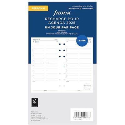 Filofax Personal 1 Tag auf einer Seite französisch 2025 Filofax Personal 1 Tag auf einer Seite französisch 2025