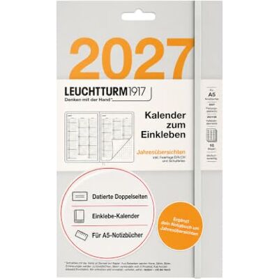 LEUCHTTURM1917 Kalender zum Einkleben 2027, Jahresübersichten für 2027/2028-Planung, Deutsch, mit Schulferien Deutschland und Feiertagen D/A/CH LEUCHTTURM1917 Kalender zum Einkleben 2027, Jahresübersichten für 2027/2028-Planung, Deutsch, mit Schulferien Deutschland und Feiertagen D/A/CH