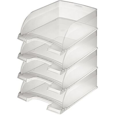 Leitz Briefkorb A4 Jumbo 4er Pack, Briefablage mit extra großem Fassungsvermögen in Premium-Qualität, Stapelbare Ablagefächer als Organizer, Kombinierbar mit Plus-Serie, Transparent, 52330003 Leitz Briefkorb A4 Jumbo 4er Pack, Briefablage mit extra großem Fassungsvermögen in Premium-Qualität, Stapelbare Ablagefächer als Organizer, Kombinierbar mit Plus-Serie, Transparent, 52330003