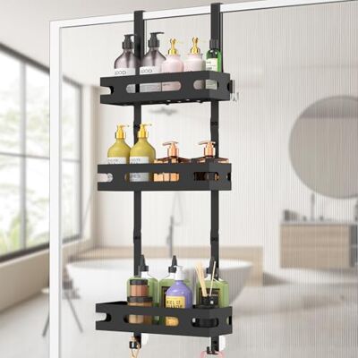 YEAUPE PRO Duschregal zum Hängen 3 Etagen – Duschregal Ohne Bohren für Glasduschwand, mit 2 Saugnäpfen, 6 Haken – Robuster Metall Badezimmer Organizer 78 cm, bis 18 kg Belastbar (Schwarz) YEAUPE PRO Duschregal zum Hängen 3 Etagen – Duschregal Ohne Bohren für Glasduschwand, mit 2 Saugnäpfen, 6 Haken – Robuster Metall Badezimmer Organizer 78 cm, bis 18 kg Belastbar (Schwarz)