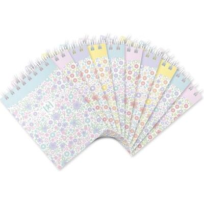 Oxford Notizblock A7 Floral liniert 140 Seiten, Kopfspiralbindung, 4 Designs, 10 Stück Oxford Notizblock A7 Floral liniert 140 Seiten, Kopfspiralbindung, 4 Designs, 10 Stück