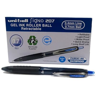 uni-ball Rollerball Signo UMN-207E Gel-Tinte, Blau, 0,7 mm, Box, 12 Stück uni-ball Rollerball Signo UMN-207E Gel-Tinte, Blau, 0,7 mm, Box, 12 Stück