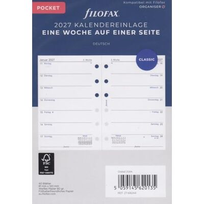 Filofax Kalendereinlage Pocket 1 Woche auf 1 Seite deutsch 2027 Filofax Kalendereinlage Pocket 1 Woche auf 1 Seite deutsch 2027