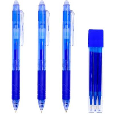RAYLU PAPER ® 3 Stück einziehbare Kugelschreiber mit Hybrid-Gel-Tinte, blau und 0,7 mm Strich (3 Kugelschreiber + 3 Ersatzteile) RAYLU PAPER ® 3 Stück einziehbare Kugelschreiber mit Hybrid-Gel-Tinte, blau und 0,7 mm Strich (3 Kugelschreiber + 3 Ersatzteile)