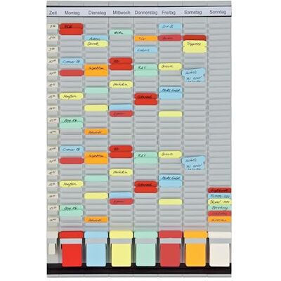 Franken T-Kartentafel 7-Tage Wochenplaner, 47,4 x 78 cm, 7 Träger + 1 Index, 35 Schlitze, PV-SET3 Franken T-Kartentafel 7-Tage Wochenplaner, 47,4 x 78 cm, 7 Träger + 1 Index, 35 Schlitze, PV-SET3