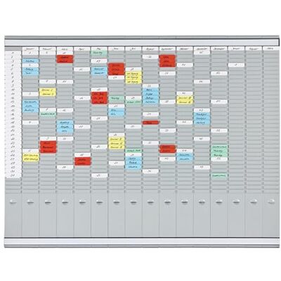 Franken T-Kartentafel Jahresplaner für 15 Monate plus Index, 100,8 x 78.3 cm, 16 Träger, 35 Schlitze, PV1015 Franken T-Kartentafel Jahresplaner für 15 Monate plus Index, 100,8 x 78.3 cm, 16 Träger, 35 Schlitze, PV1015