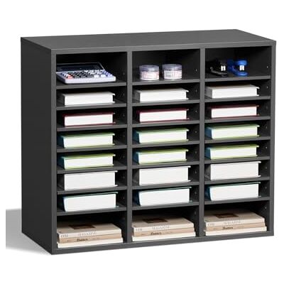 VEVOR Literatur-Organizer Dokumentenablage mit 24 Fächern & einstellbaren Regalen, Aktensortierer Briefablage Dokumentenlager aus Spanplatten und MDF, Aufbewahrung für Büro Klassenzimmer grau VEVOR Literatur-Organizer Dokumentenablage mit 24 Fächern & einstellbaren Regalen, Aktensortierer Briefablage Dokumentenlager aus Spanplatten und MDF, Aufbewahrung für Büro Klassenzimmer grau