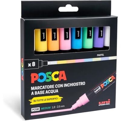 POSCA Uni Set mit Acrylstiften, Rundspitze, 1,8-2,5 mm, Farben für Stoff, Holz, Glas und mehr, Aquarellstifte, Uni Professional und Schreibwaren, wasser-/lichtbeständig POSCA Uni Set mit Acrylstiften, Rundspitze, 1,8-2,5 mm, Farben für Stoff, Holz, Glas und mehr, Aquarellstifte, Uni Professional und Schreibwaren, wasser-/lichtbeständig