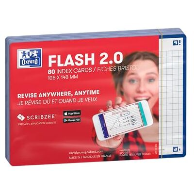 Oxford FLASH 2.0 Karteikarten A6, Lernkarten, 105x148mm, kariert, maine-blau, 80 Blatt Oxford FLASH 2.0 Karteikarten A6, Lernkarten, 105x148mm, kariert, maine-blau, 80 Blatt