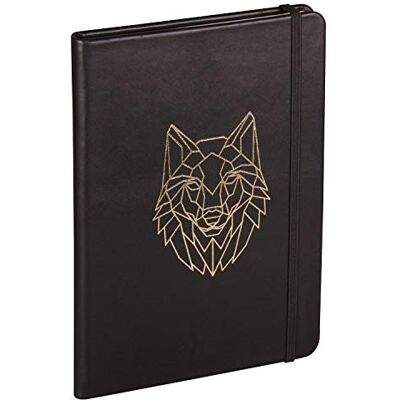 Clairefontaine 400130C Notizbuch aus Leder, Hardcover, 144 Seiten, A5 (14,8 x 21 cm), liniert, Ledereinband, Motiv: Wolf Clairefontaine 400130C Notizbuch aus Leder, Hardcover, 144 Seiten, A5 (14,8 x 21 cm), liniert, Ledereinband, Motiv: Wolf