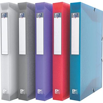 Oxford hawai Heftbox A4, aus Kunststoff, transparent, 5 Farben, 6er Pack Oxford hawai Heftbox A4, aus Kunststoff, transparent, 5 Farben, 6er Pack