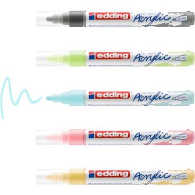 edding 5100 Acrylmarker grau, gelb, blau, grün, rosa 5 Acrylfarben Set (pastell) Rundspitze 2-3 mm Acryl Farben für Leinwand, Holz, Steine Acrylstifte für Steine wasserfest edding 5100 Acrylmarker grau, gelb, blau, grün, rosa 5 Acrylfarben Set (pastell) Rundspitze 2-3 mm Acryl Farben für Leinwand, Holz, Steine Acrylstifte für Steine wasserfest