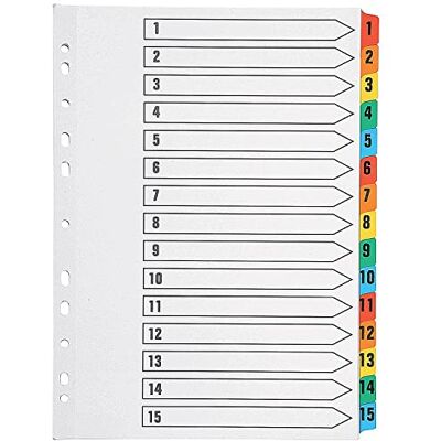 Q-Connect Index KF01520, A4, mehrfach gelocht, verstärkt, mehrfarbig, nummerierte Registerkarten Q-Connect Index KF01520, A4, mehrfach gelocht, verstärkt, mehrfarbig, nummerierte Registerkarten